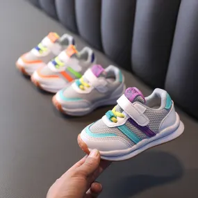 Kids Color Blocking Mesh Velcro Sneakers