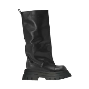 LUERO Block Heel Knee High Boots